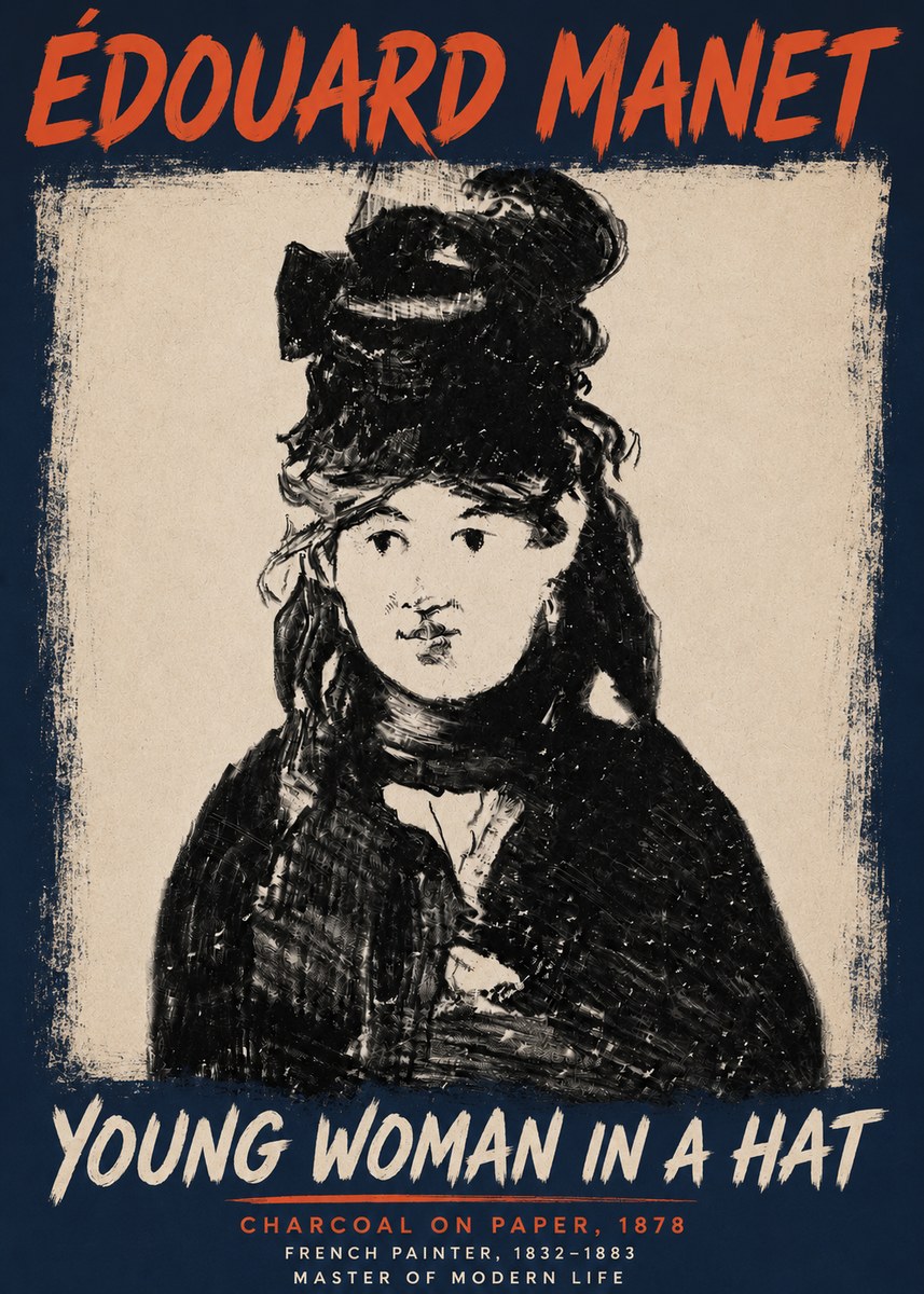 Édouard Manet Young Woman in a Hat III No4 - Poster