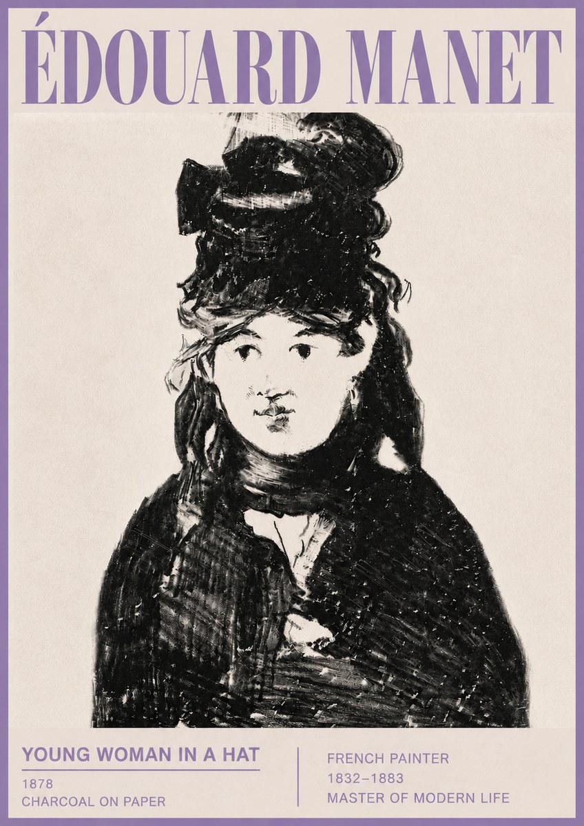 Édouard Manet Young Woman in a Hat III No5 - Poster