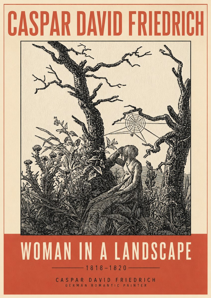 Caspar David Friedrich Woman in a Landscape No3 - Poster