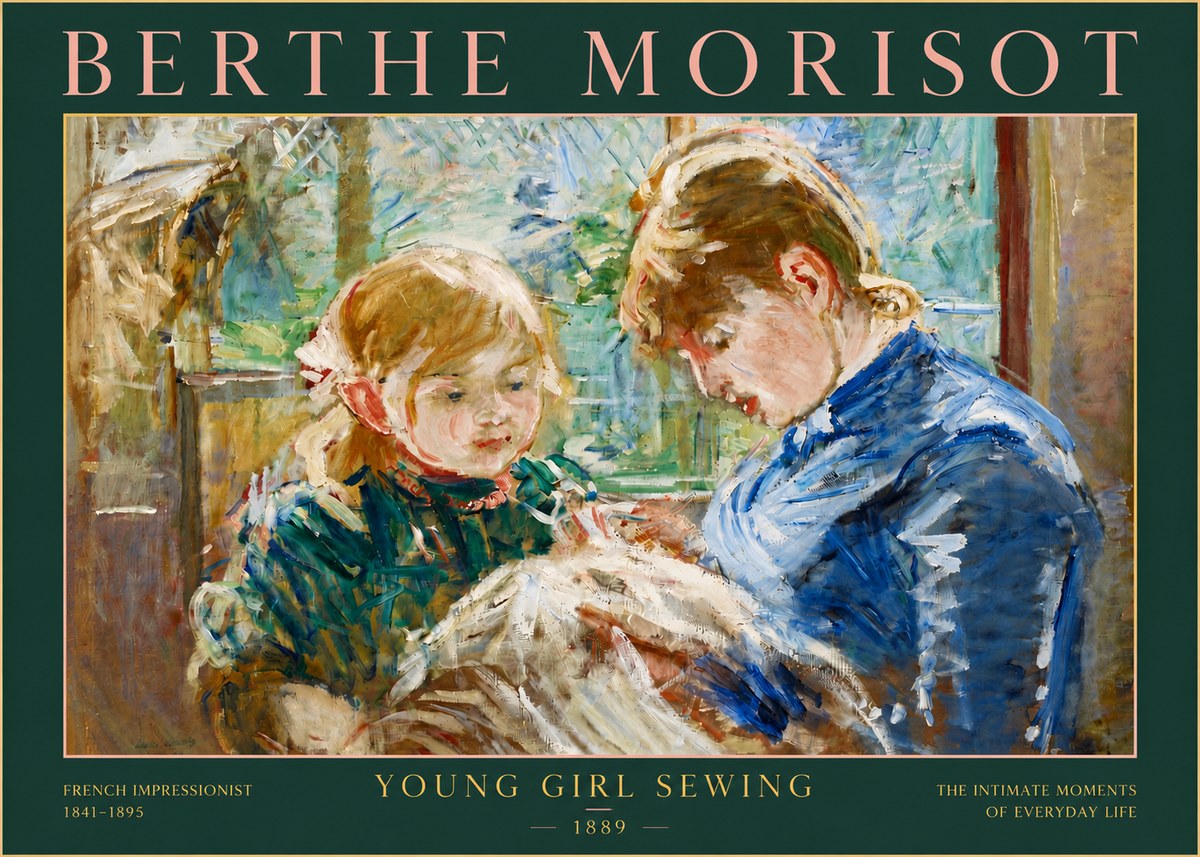 Berthe Morisot Young Girl Sewing No4 - Poster