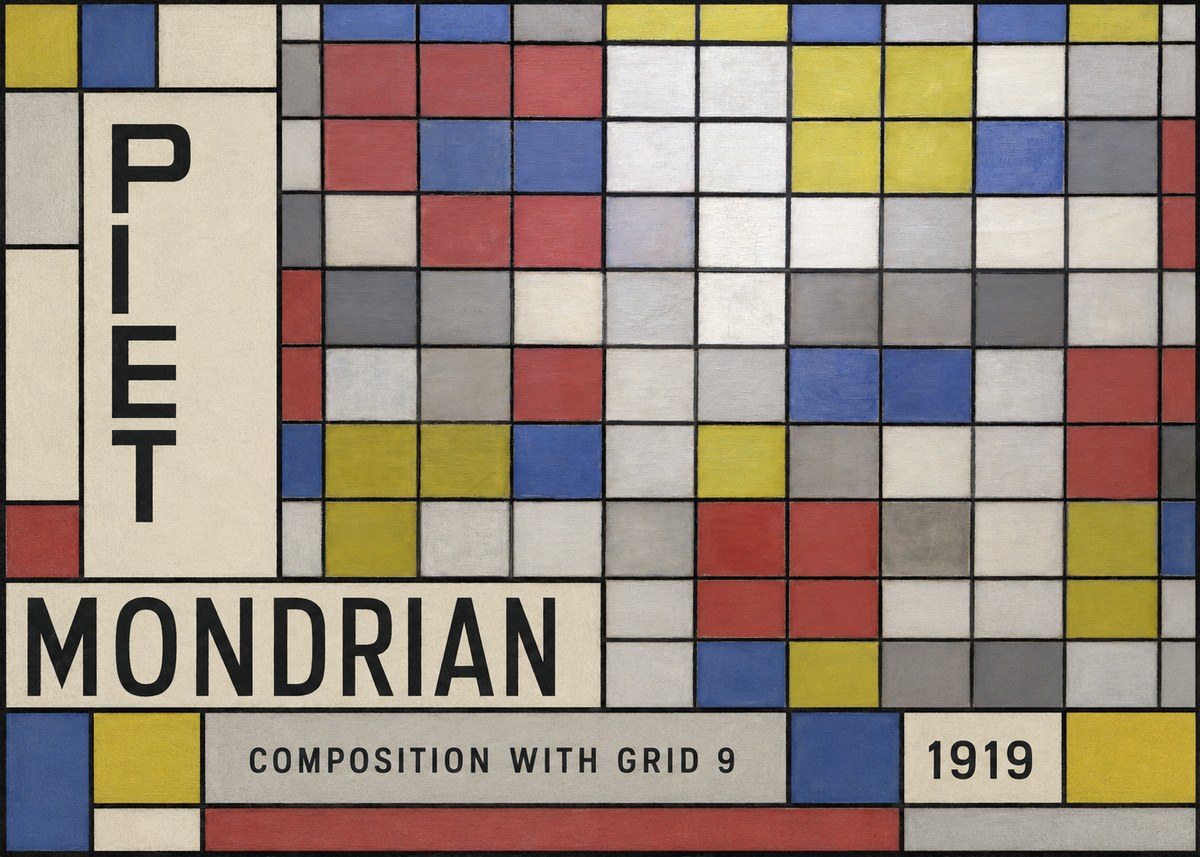 Piet Mondrian Composition with Grid 9 No6 - Poster