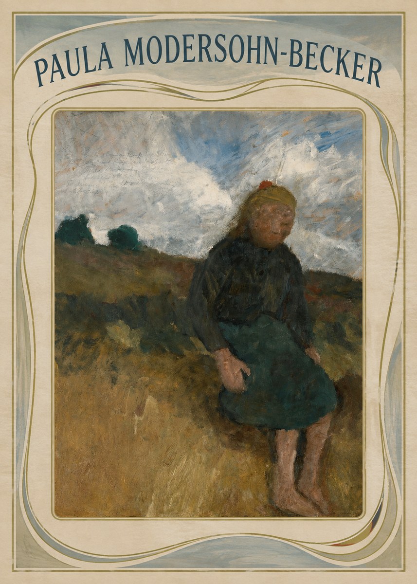 Paula Modersohn-Becker Seated Girl in the Moor No4 - Poster