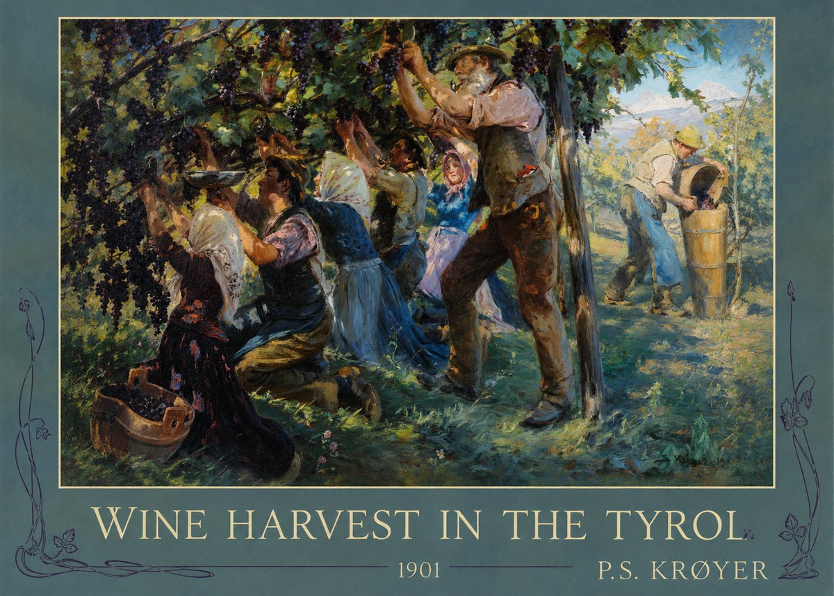 P.S. Krøyer Wine Harvest in the Tyrol No2 - Poster