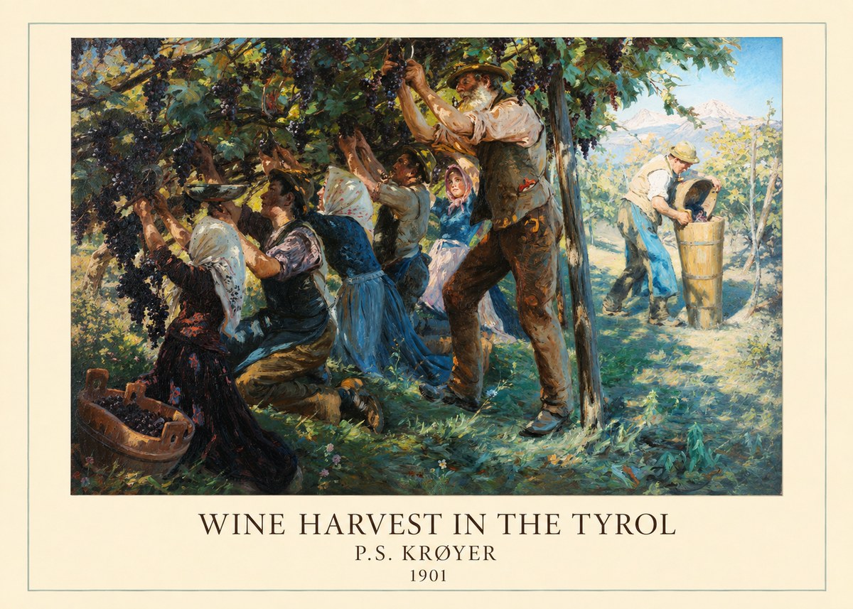 P.S. Krøyer Wine Harvest in the Tyrol No5 - Poster