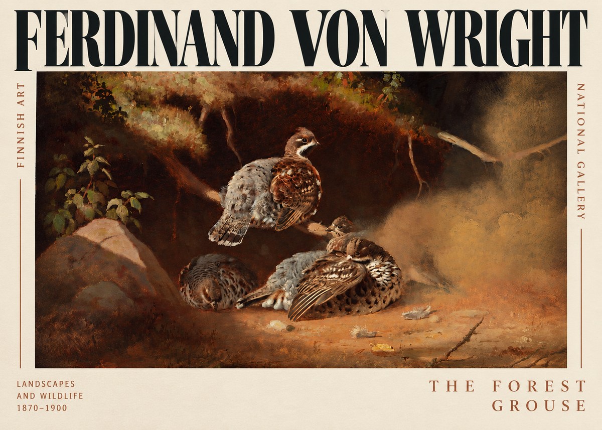Ferdinand von Wright Grouse in a Forest Hollow No3 - Poster