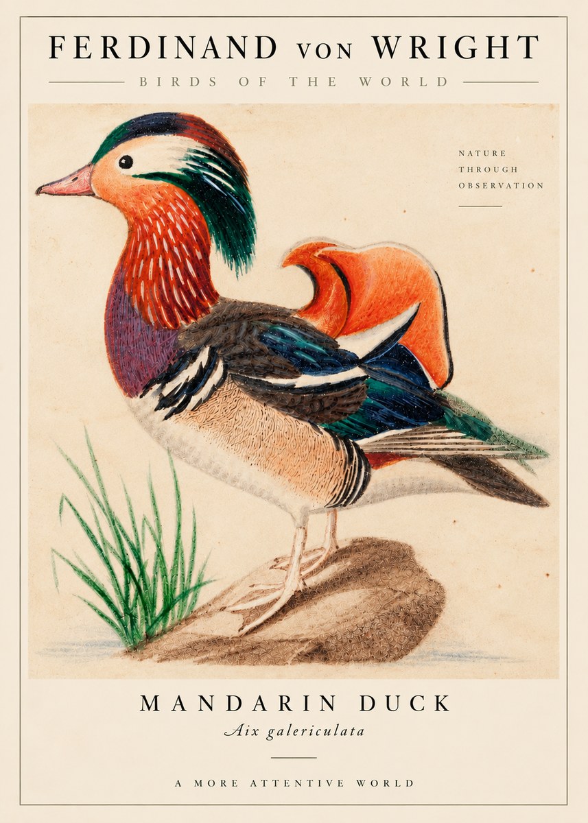 Ferdinand von Wright Mandarin Duck No6 - Poster
