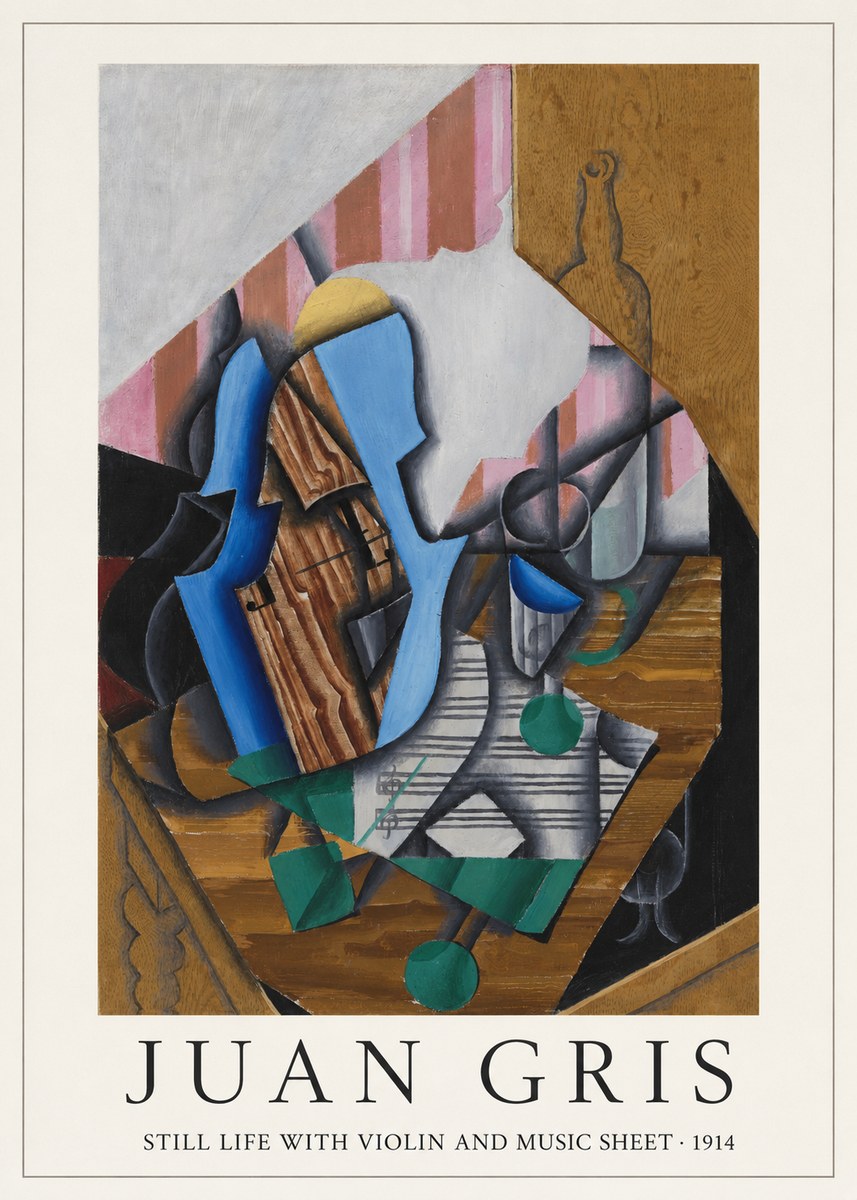 Juan Gris Still Life with Violin and Music Sheet No3 - Poster