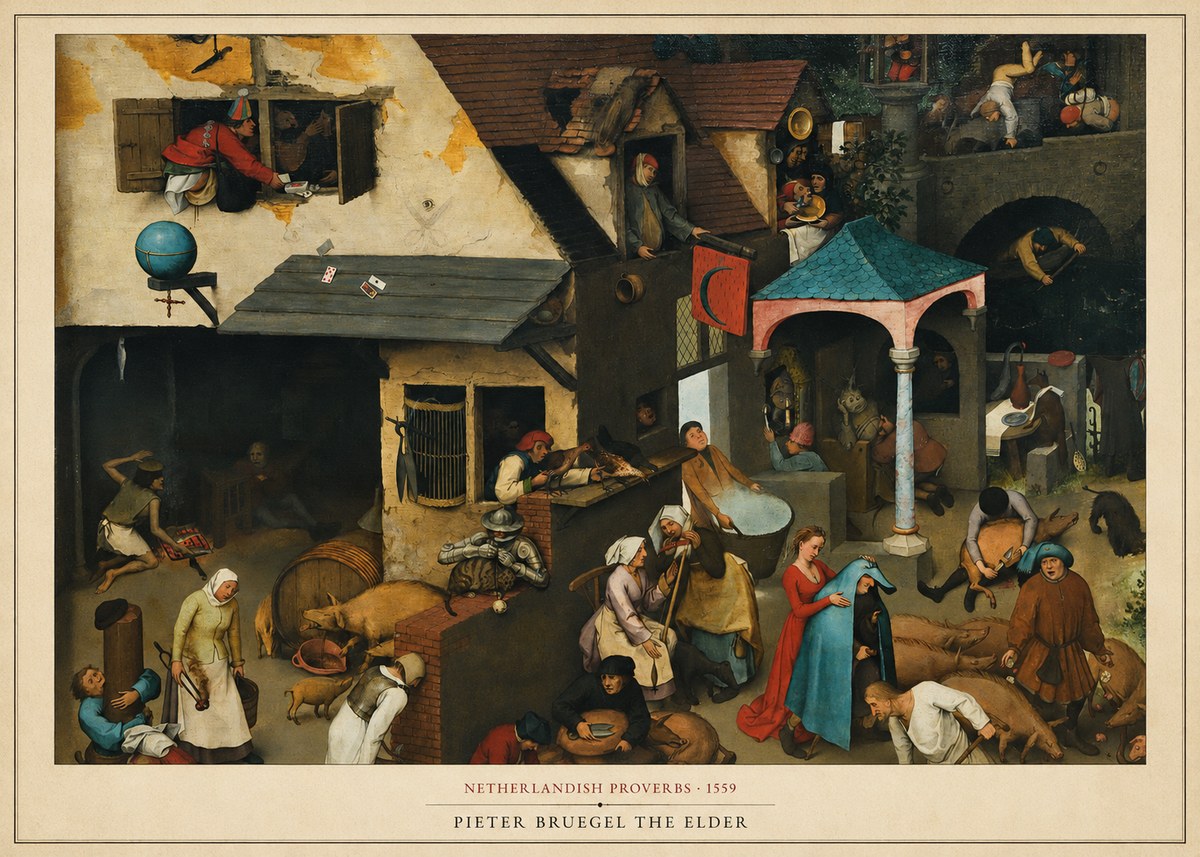 Pieter Bruegel Netherlandish Proverbs VII No6 - Poster