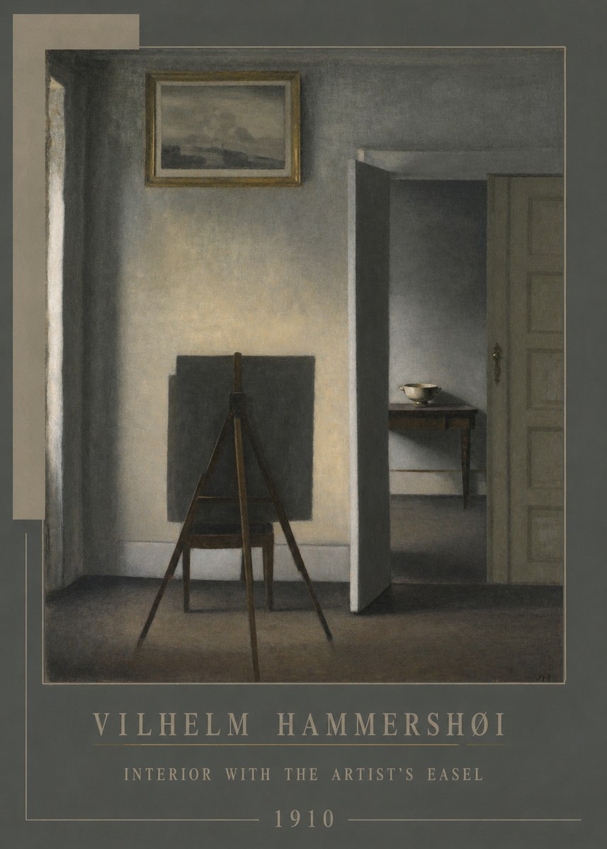 Vilhelm Hammershøi Interior with the Artist's Easel II No4 - Poster