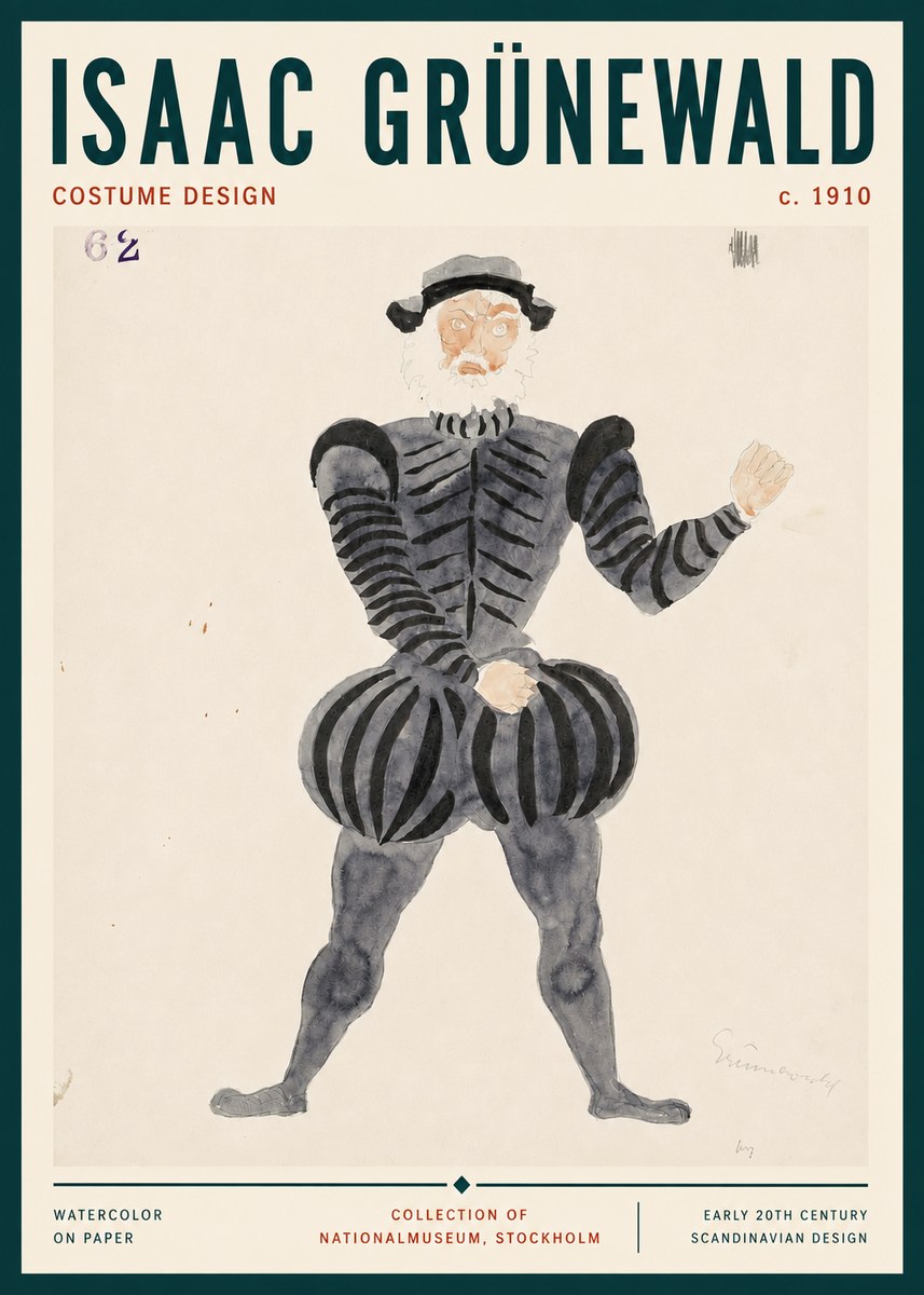 Isaac Grünewald Costume Design C. 1910 No3 - Poster
