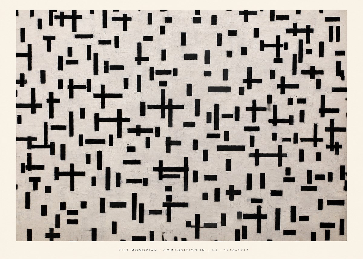 Piet Mondrian Composition in Line No5 - Poster