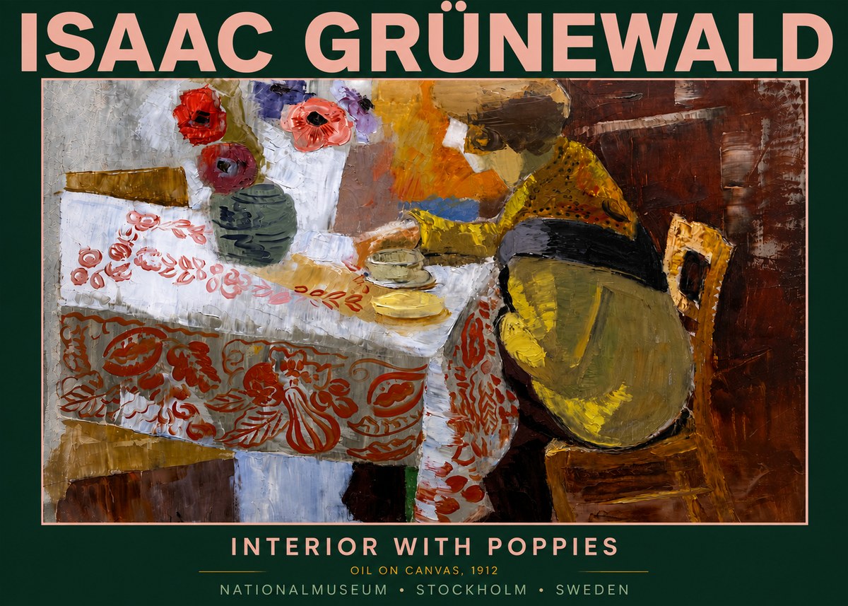 Isaac Grünewald Interior with Poppies No5 - Poster