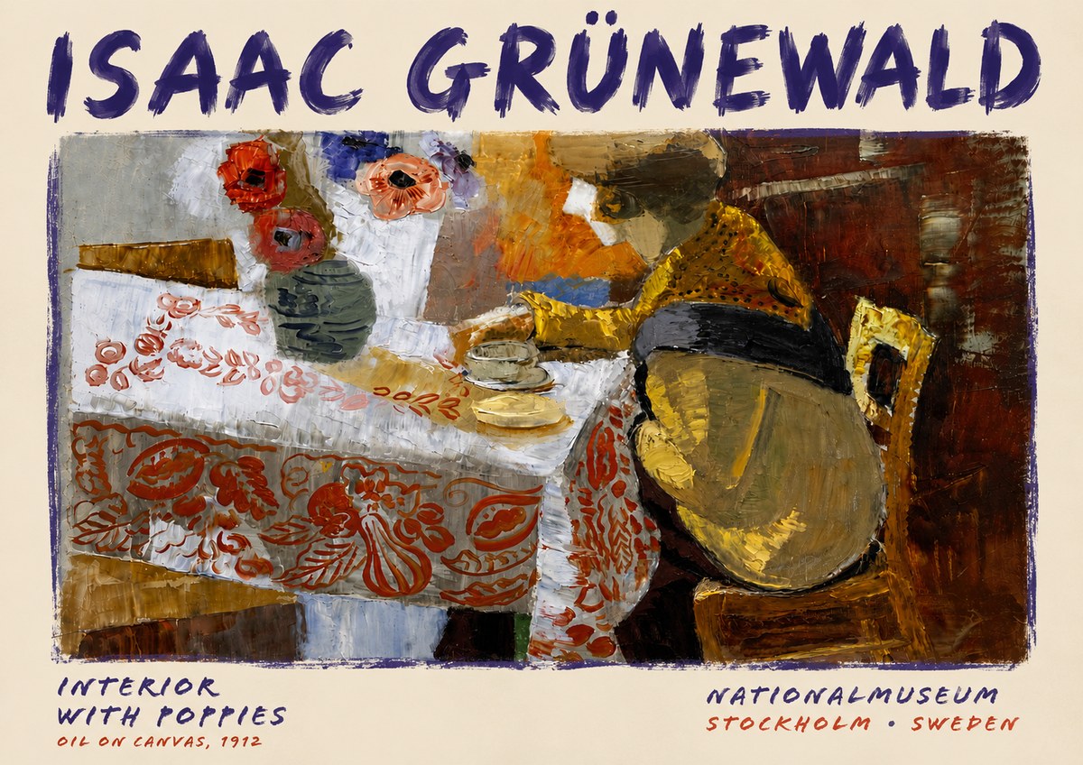 Isaac Grünewald Interior with Poppies No6 - Poster