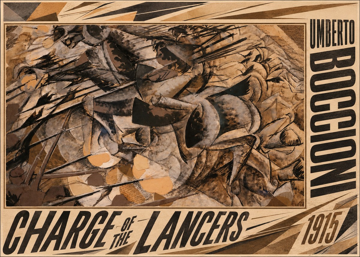 Umberto Boccioni Charge of the Lancers No3 - Poster