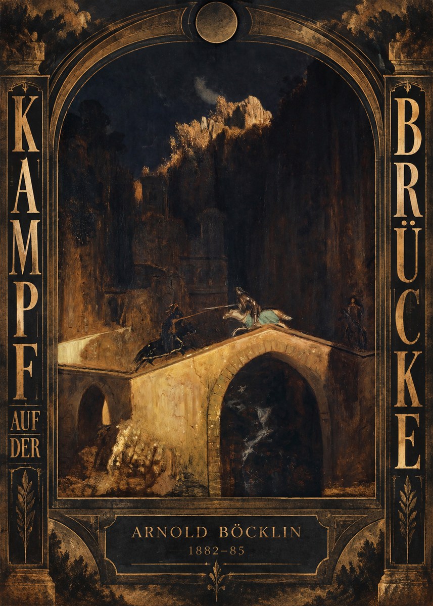 Arnold Böcklin Kampf Auf Der Brücke No6 - Poster