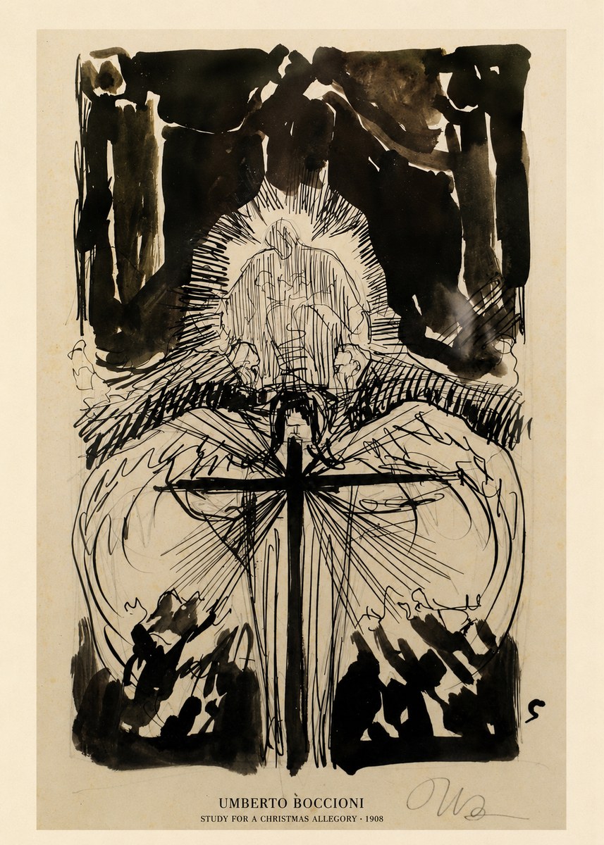 Umberto Boccioni Study for a Christmas Allegory No6 - Poster