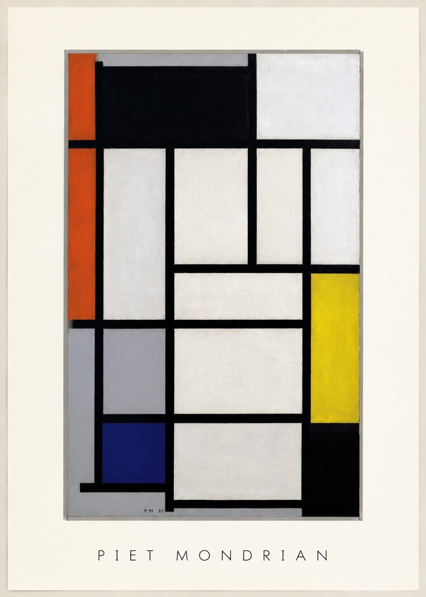 Piet Mondrian Composition with Red, Blue and Yellow No3 - Poster