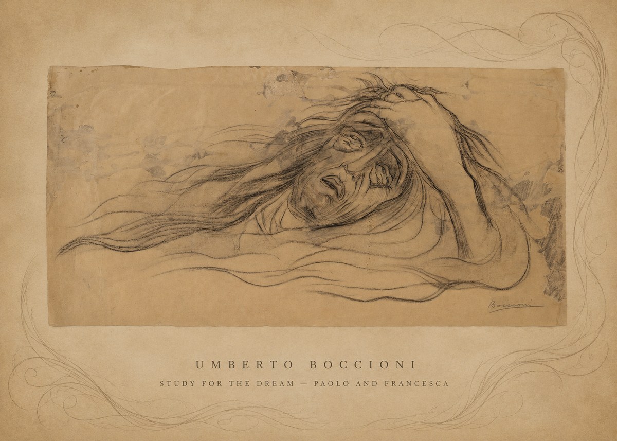 Umberto Boccioni Study for the Dream — Paolo and Francesca No5 - Poster