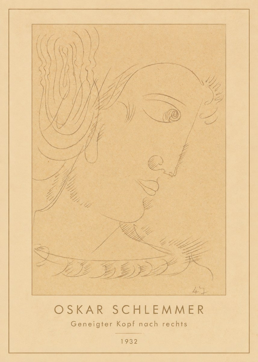 Oskar Schlemmer Geneigter Kopf Nach Rechts No4 - Poster