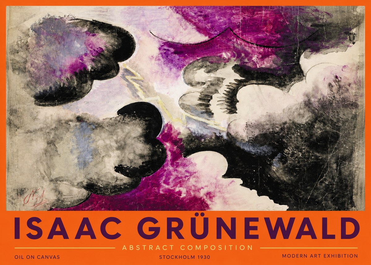Isaac Grünewald Abstract Composition No4 - Poster