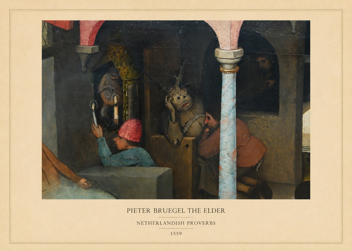 Pieter Bruegel Netherlandish Proverbs IX No5 - Poster