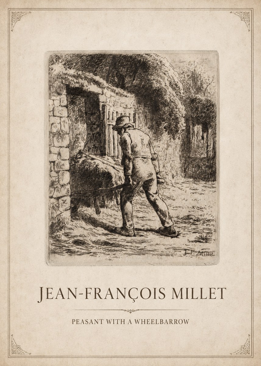 Jean-François Millet Peasant with a Wheelbarrow No1 - Poster