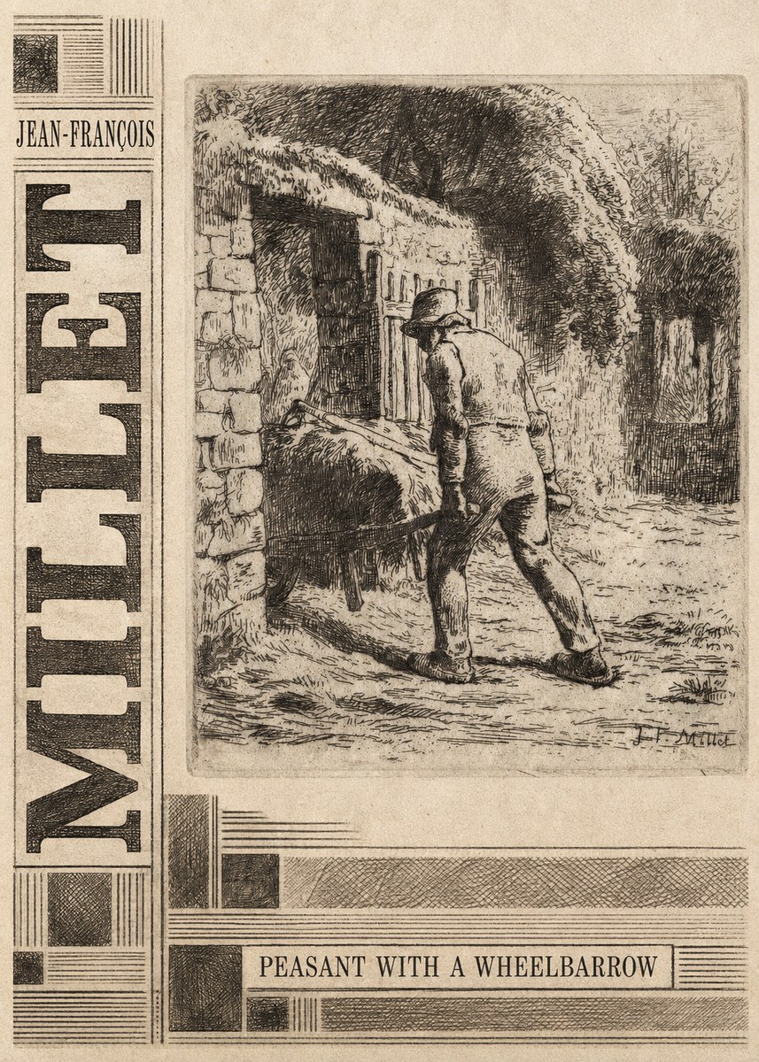 Jean-François Millet Peasant with a Wheelbarrow No5 - Poster