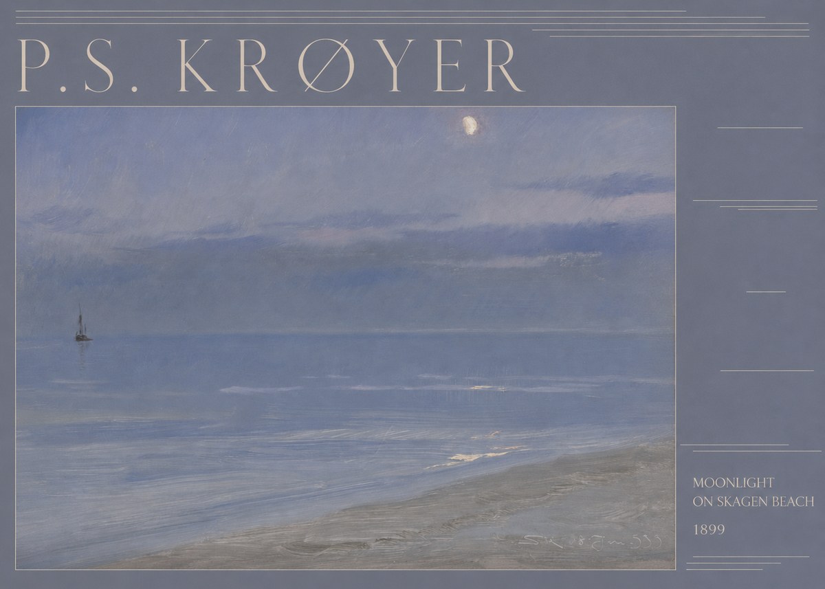 P.S. Krøyer Moonlight on Skagen Beach No5 - Poster