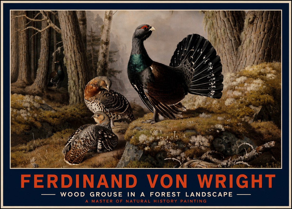 Ferdinand von Wright Wood Grouse in a Forest Landscape No4 - Poster