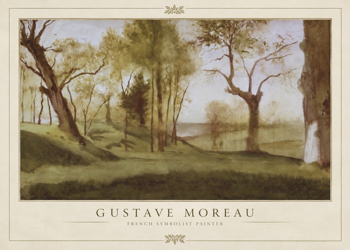 Gustave Moreau Wooded River Landscape No2 - Poster