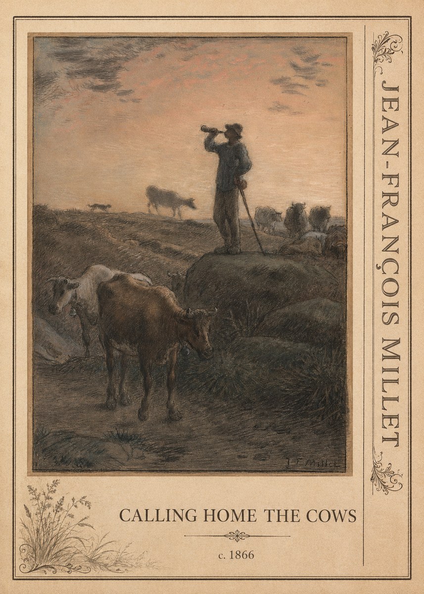 Jean-François Millet Calling Home the Cows No2 - Poster