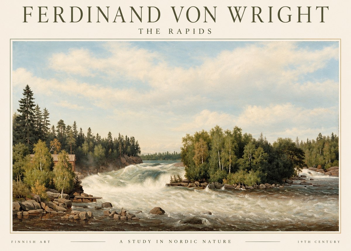 Ferdinand von Wright Rapids in a Finnish River No3 - Poster