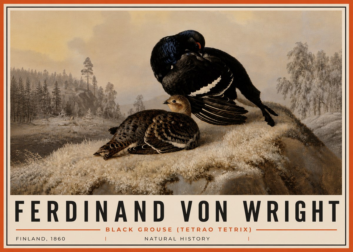 Ferdinand von Wright Black Grouse (Tetrao Tetrix) No6 - Poster