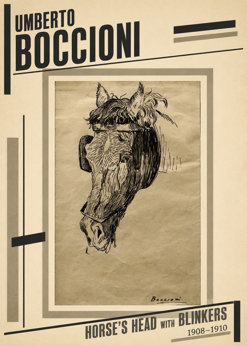 Umberto Boccioni Horse's Head with Blinkers No2 - Poster