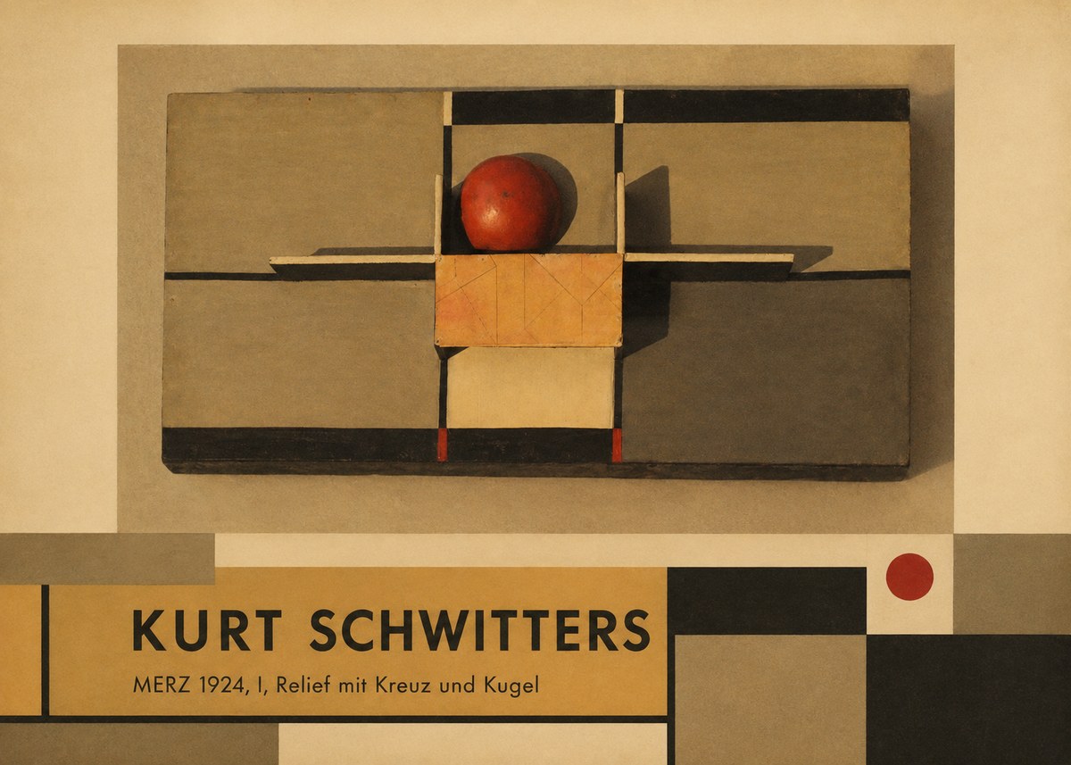 Kurt Schwitters Merz 1924, I, Relief Mit Kreuz Und Kugel No3 - Poster