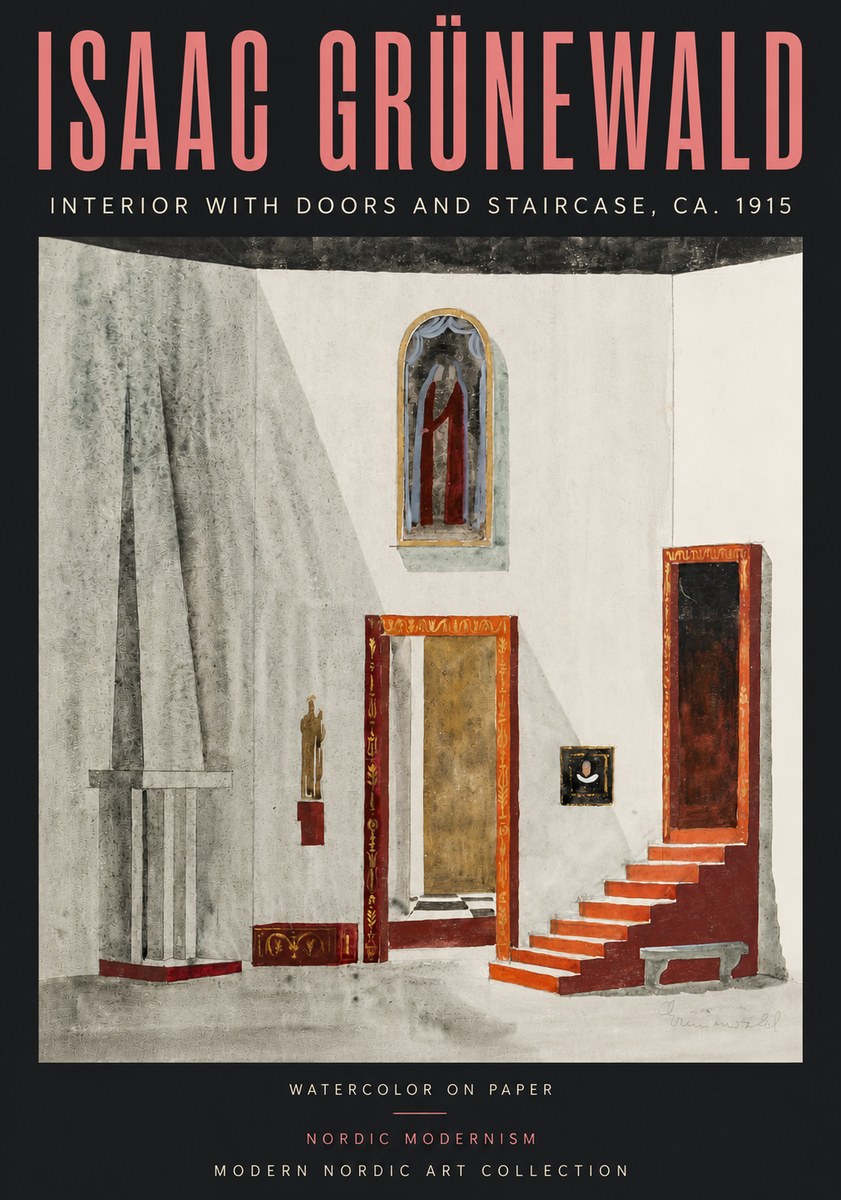 Isaac Grünewald Interior with Doors and Staircase, Ca. 1915 No5 - Poster