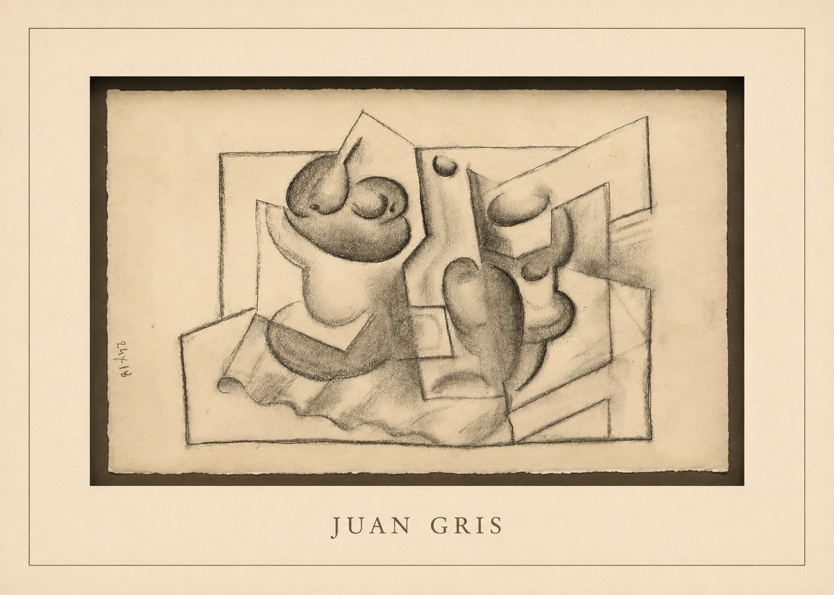 Juan Gris Nature Morte (Bouteille Et Fruit) No3 - Poster