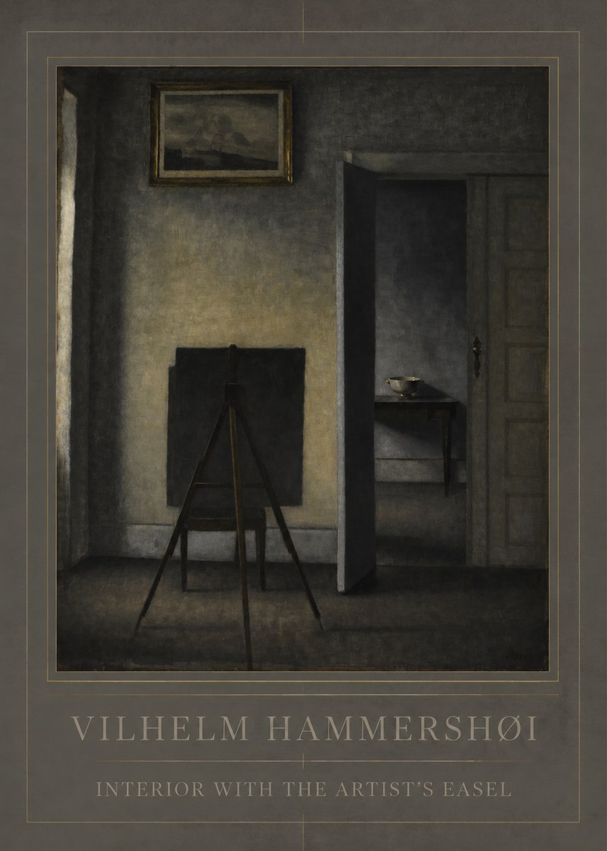 Vilhelm Hammershøi Interior with the Artist's Easel III No1 - Poster