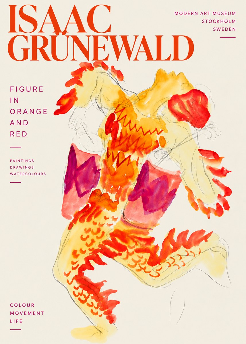 Isaac Grünewald Figure in Orange and Red No6 - Poster
