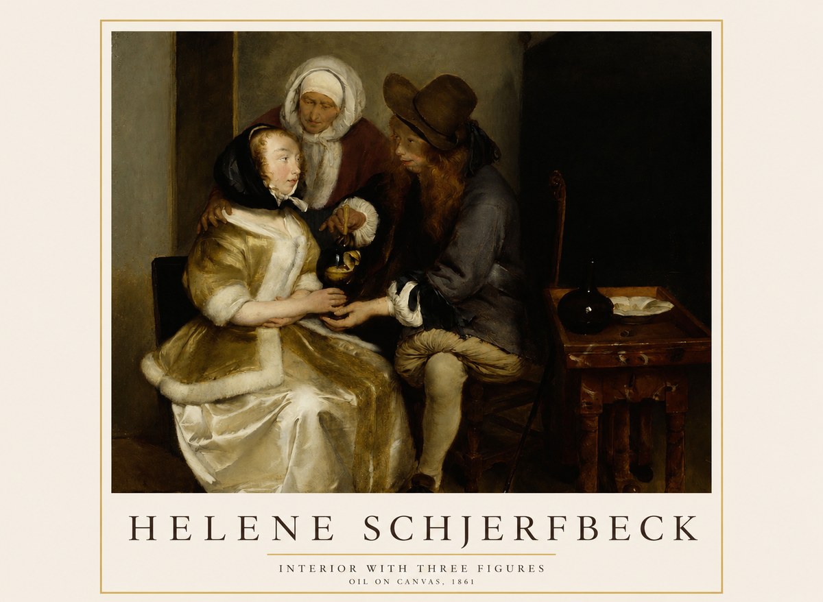 Helene Schjerfbeck Interior with Three Figures No1 - Poster