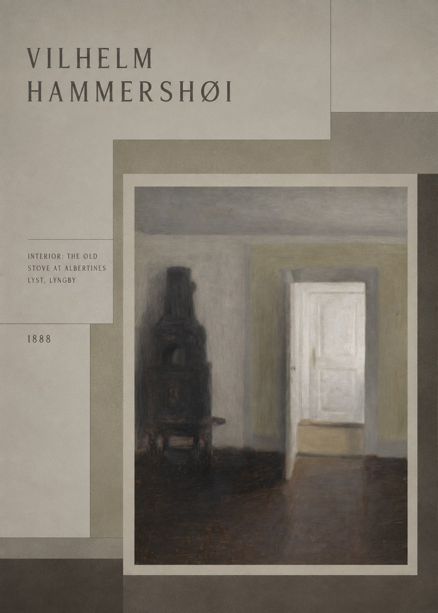 Vilhelm Hammershøi Interior: the Old Stove at Albertines Lyst, Lyngby No3 - Poster