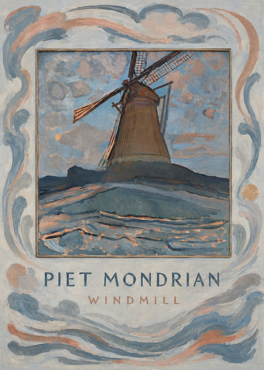 Piet Mondrian Windmill No4 - Poster
