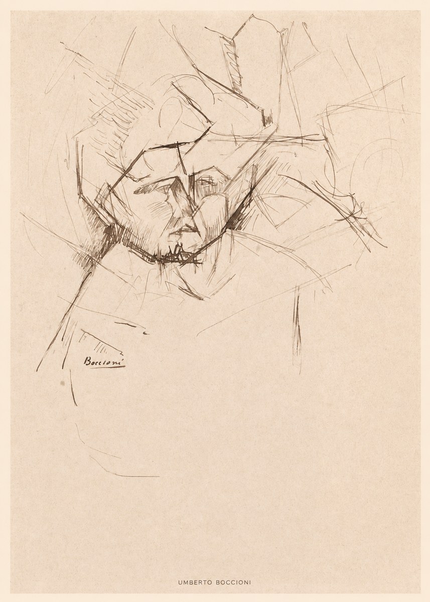 Umberto Boccioni Head Study No6 - Poster
