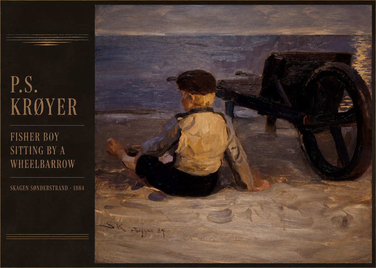 P.S. Krøyer Fisher Boy Sitting by a Wheelbarrow No2 - Poster