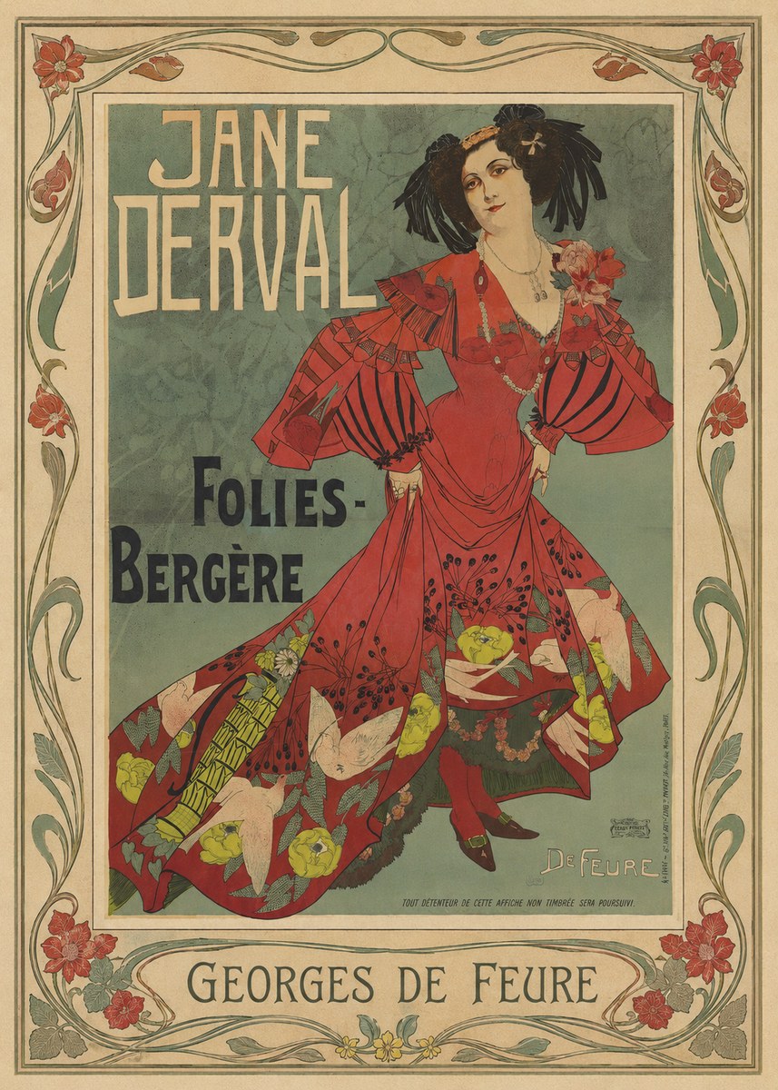 Georges de Feure Jane Derval - Folies-bergère III No1 - Poster