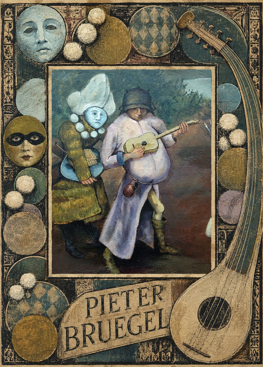 Pieter Bruegel Two Figures with a Lute No6 - Poster