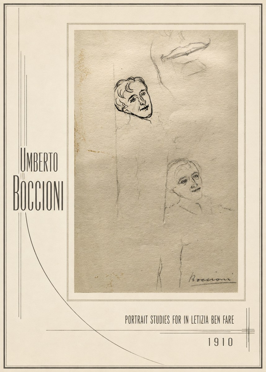 Umberto Boccioni Portrait Studies for in Letizia Ben Fare No1 - Poster