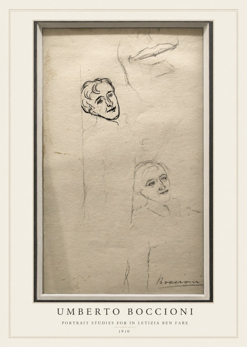 Umberto Boccioni Portrait Studies for in Letizia Ben Fare No3 - Poster
