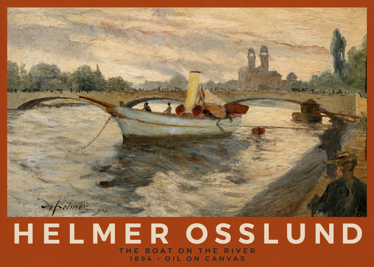 Helmer Osslund The Boat on the River No2 - Poster