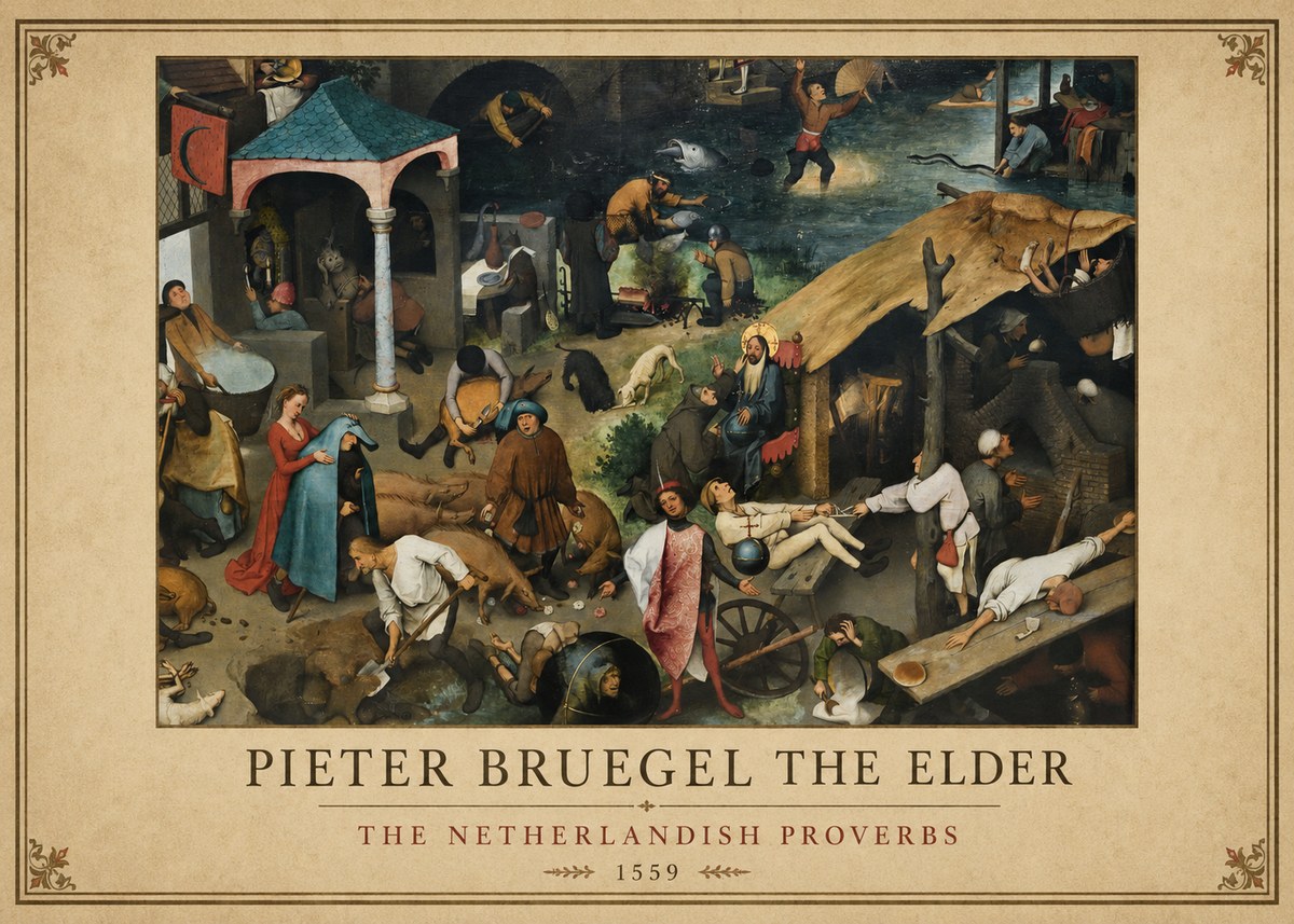 Pieter Bruegel The Netherlandish Proverbs III No1 - Poster